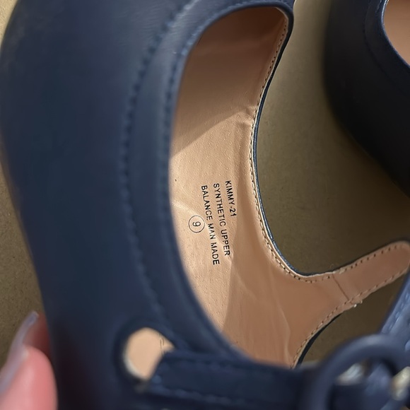 Chase and Chloe navy pumps.  Size 9
Cute details cut out. Buckle closure - Picture 5 of 6